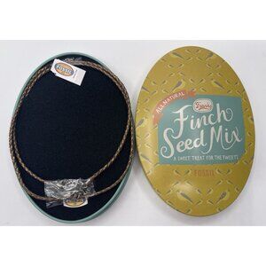 FOSSIL Charm Braided Leather Necklace in Finch Seed Mix Tin